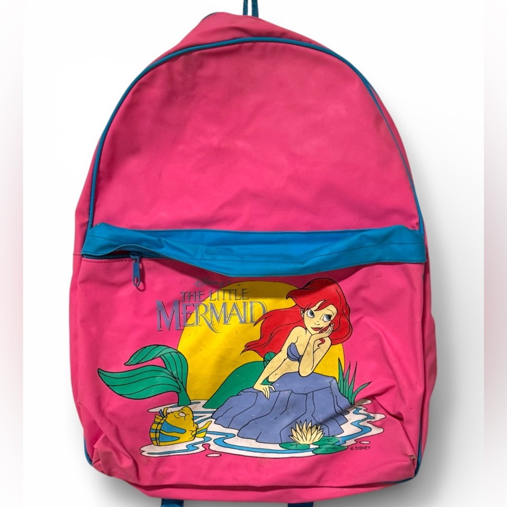 Vintage Little Mermaid backpack book bag Ariel flounder